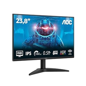AOC 24B36X Monitor 24 Pulgadas, 144Hz Panel IPS, 4ms GtG, HDR10, Adaptive Sync, (1920×1080 HDMI 1x 1.4) Negro