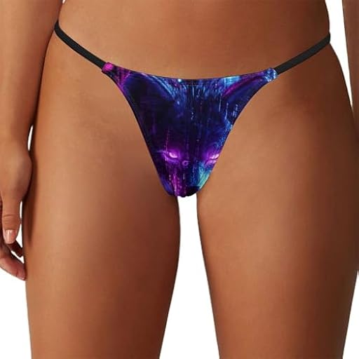 KWQDOZF Tanga de Mujer Glow Neon Wolf con Espalda en T y Tiro bajo | Ya disponible en tu tienda friki favorita! En mundofriki.es!