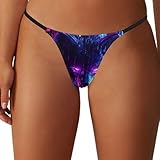 KWQDOZF Tanga de Mujer Glow Neon Wolf con Espalda en T y Tiro bajo