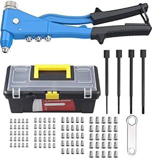 eSynic 100 Pcs Heavy Duty 10" Hand Riveter Nut GunThreaded Rivet Nut Kits Set Nut Rivet Tool,Riveter Rivet Nutsert Gun,Hand Riveter Nut GunThreaded Insert Tool Rivet Nut Kit Include M3 M4 M5 M6