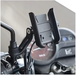 Meenu Arts Wateproof Metal Bike Mobile Holder Mount with Charger (Mirror Fitting) Compitable for Bajaj Discover