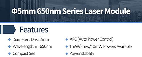 D5X12mm 650nm 0.5mW 1mW 5mW Glass Lens Red Dot Laser Diode Module Laser Head Industrial Grade