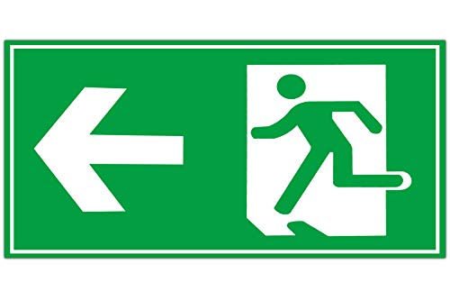 WEKON Plaque de Sortie de Secours à Gauche, Auto-adhésif Exit Plaque Issue de Secours vers la Gauche Film de Protection UV et Anti Graffiti Panneau Sortie (30 x 15 cm) Cover