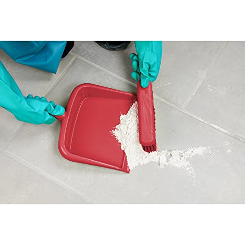 Image of SPARTA Large Handheld Dustpan with Hanging Hole, Heavy-Duty Plastic Dustpan with Wide Lip for Countertops and Surfaces, Plastic, 10 Inches, Red, (Pack of 12)
