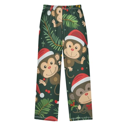 ZZXXB Monkey Holly Leaves Boys Long Pants Soft Trousers Elastic Waist Kids Lounge Bottoms with Pockets S-XL2