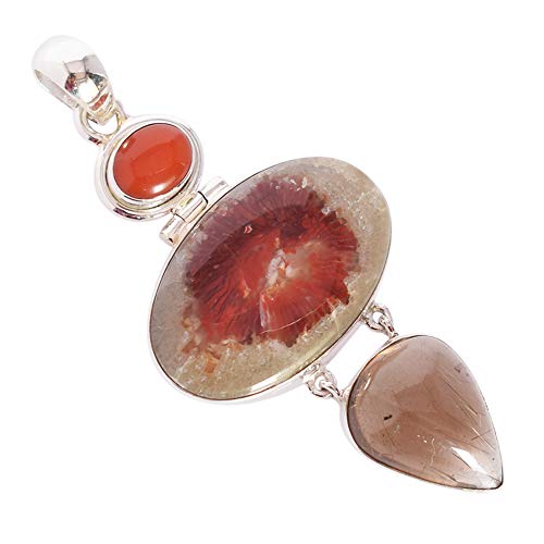 Pendentif corail en cornaline et argent massif fait main pour femme RI-4351