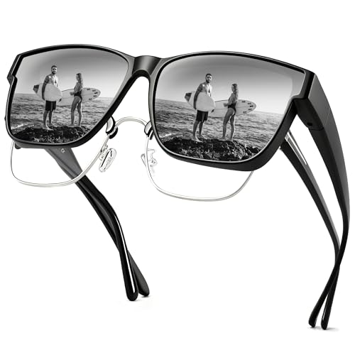 URUMQI Polarized Sunglasses Fit Over Glasses for Men Women, Oversized Square Sun Glasses UV400...