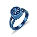 Compass Cremation Jewelry Ring for Ashes Compass Memorial Urn Ring for Men Women Funeral Cremation Ring with Fill Kit(Blue 7)