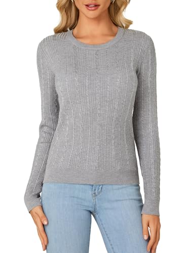Image of LYANER Women's Fall Rib Knit Crewneck Fitted Long Sleeve Pullover Sweater Top