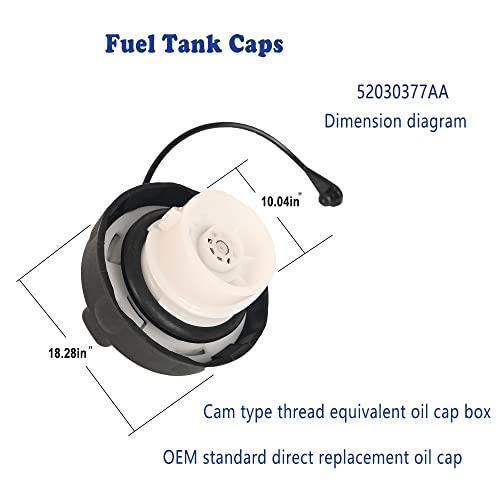Gas Cap Fuel Cap Cam Type Threaded Fixation Compatible With Ram 1500/2500/3500 Grand Caravan 1998-2017 Chrysler 1998-2018 Dodge 2000-2017 Jeep 2012-2018 Fiat 2006-2009 Mitsubishi Replace#52030377Aa #TOP2