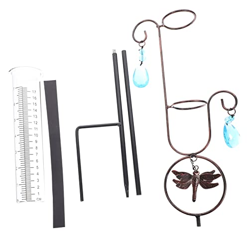 FUNOMOCYA Iron Dragonfly Rain Gauge Outdoor Rain Gauge Yard Measure Garden Accessories
