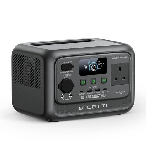BLUETTI Elite 30 V2 Portable Power Station, 288Wh Solar Generator, 600W AC Outlets (Power Lifting 1500W), Fast Charging LiFePO4 Battery Backup for Camping, Road Trip, Outage (Solar Panel Optional)