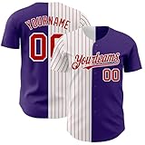 Customize Purple Red White Baseball Jerseys Button Down Men Women Youth Custom Split Pinstripe Baseball Shirts Fashion Casual Customize Baseball Softball Sports Uniform Stitched Name Number Logo