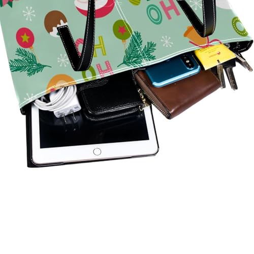 LVTISEE Hoho Sac fourre-tout en cuir synthétique pour femme Motif Père Noël Bonhomme de neige Cerf – vue 4