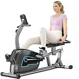 Exercise Bike, Recumbent Exercise Bike, Stationary Bikes for Home with 8 Resistance Levels, Quiet Magnetic Drive, Large Comfortable Seat & Heart Rate Handle, Device Holder 300 LB Capacity for Home Gym