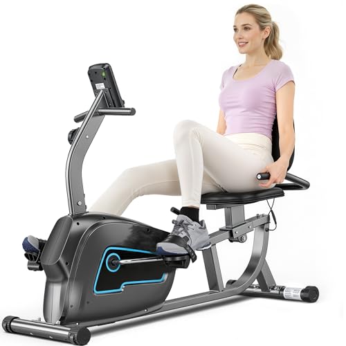 BODIOO Exercise Bike, Recumbent Exercise Bike for Seniors, Stationary Bike for Home Workout, 8-Level Magnetic Resistance, Quiet Smooth Ride, Comfortable Seat with Backrest, Heart Rate Monitor, 300LB Capacity