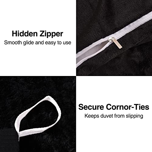 Aimuan Cow Print Duvet Cover Shaggy Fluffy Tie Dye Brown Black Velvet Bedding Set Super Soft Faux Fur Fuzzy Comforter Cover With Pillowcases (Coffee-Black, Queen) #TOP4