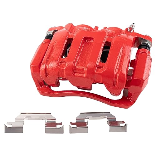 Image of TRQ Front Left Brake Caliper w /Bracket Performance Red Drivers Side | For 2007-2012 Acura RDX 2010-2011 Honda Accord Crosstour 2007-2016 CR-V 2005-2010 Odyssey