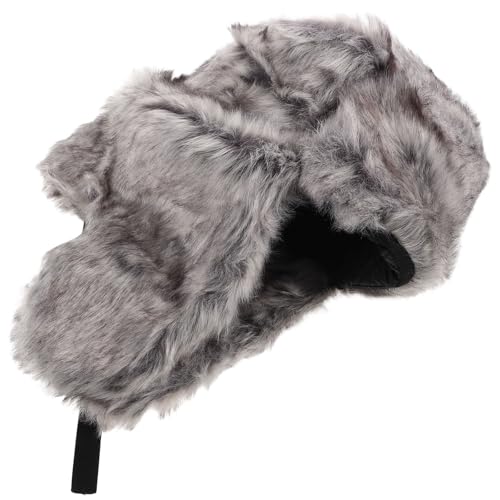 Bonnet d'hiver isolant et coupe-vent avec cache-oreilles épais gris