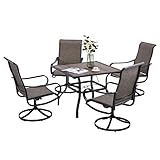 VICLLAX Outdoor Furniture Dining Set for 4, Square Outdoor Dining Table with Umbrella Hole and...