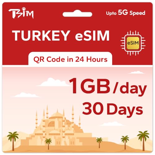 eSIM Turquie prépayée TSIM 30 jours avec 1 Go par jour en 5G et hotspot autorisé