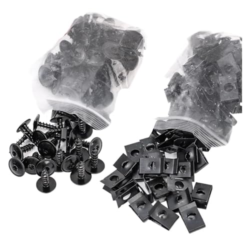 60/40/20PCS Car Motorcycles Metal Screw Tapping Fastener U-Type Clip with Screw -Rust Protection Screw Buckle Iron Sheet(60pcs)