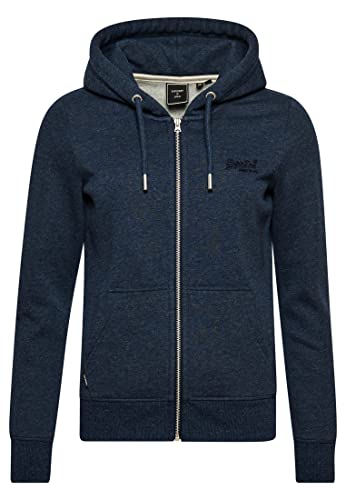 Superdry Womens Logo EMB Ziphood Kapuzenpullover, Vintage Navy Marl, Medium