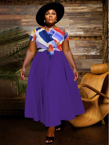 Image of BFFBABY Plus Size Dress A Line Dresses for Women Summer Long Dresses with Sleeve Casual Belted
