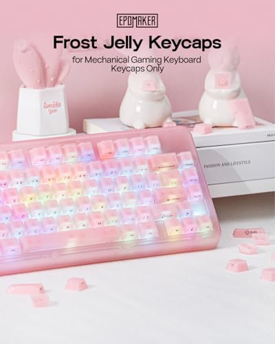 Image of EPOMAKER Frost Jelly Keycaps Set, 126 Keys Forged Carbon Fiber Keycaps | Cherry Profile, ABS+PC, MX-Style Compatible for 61 /68 /84 /87 /98 /100 /104 /108 ANSI Layout Mechanical Gaming Keyboards (Pink)