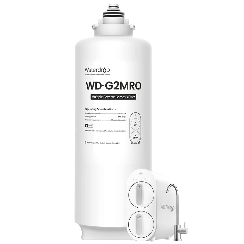 Waterdrop WD-G2MRO Reverse Osmosis Filter Replacement for WD-G2-B WD-G2-W WD-G2MNR-W Reverse Osmosis System Reduce PFAS 2-year Lifetime