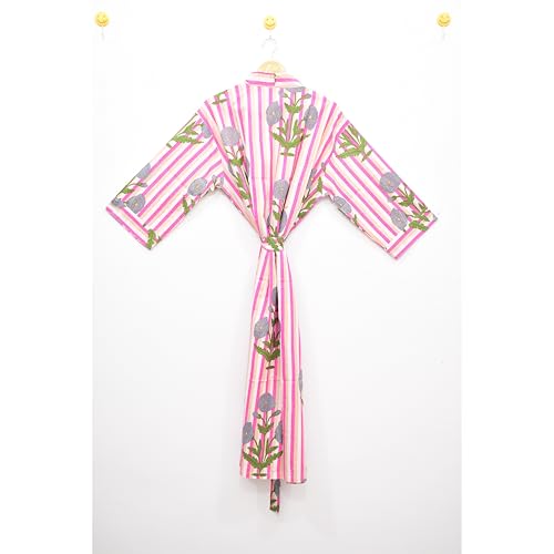 Image of Hand block print Cotton Kimono bikini cover up,Indian Hand block print Cotton Bath Robe,Swim Wear,Nighrwere Dressing Gown