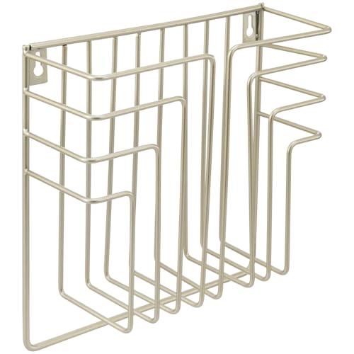 MyGift Modern Art Deco Style Brass Tone Metal Wire Floating Magazine Rack and File Folder Holder, Wall Mounted Home or Office Storage for Documents or Mail
