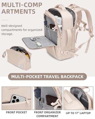 Image of LARVENDER Carry on Luggage Sets 3 Piece, 20 Inch Suitcase, Glossy Champagne | 22x14x9 Airline Approved, Lightweight PC+ABS Hardshell, Smooth 360 Double Wheels, TSA Lock, 3-Piece Set with XL Backpack