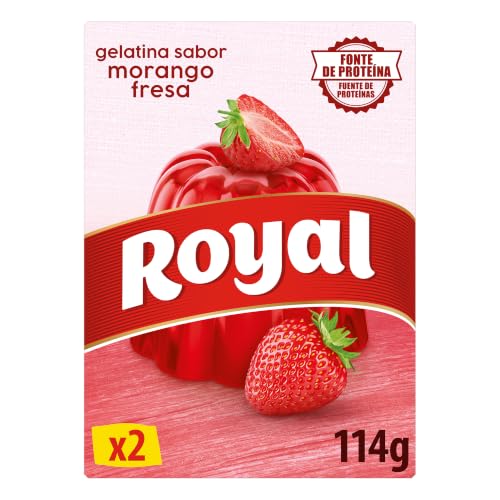 Royal Gelatina Sabor Fresa, Preparado en Polvo 10 Raciones, Pack 2 x 57 g - 114 g
