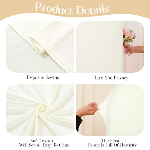Ivory Arch Backdrop Cover 6FT Wedding Arch Covers Stretchy Backdrop Birthday Party Cream Ivory Arch Cover Spandex Balloon Banquet Graduation Bridal Baby Shower Photo Background Decoration by Little Funny - Used condition - Image 3