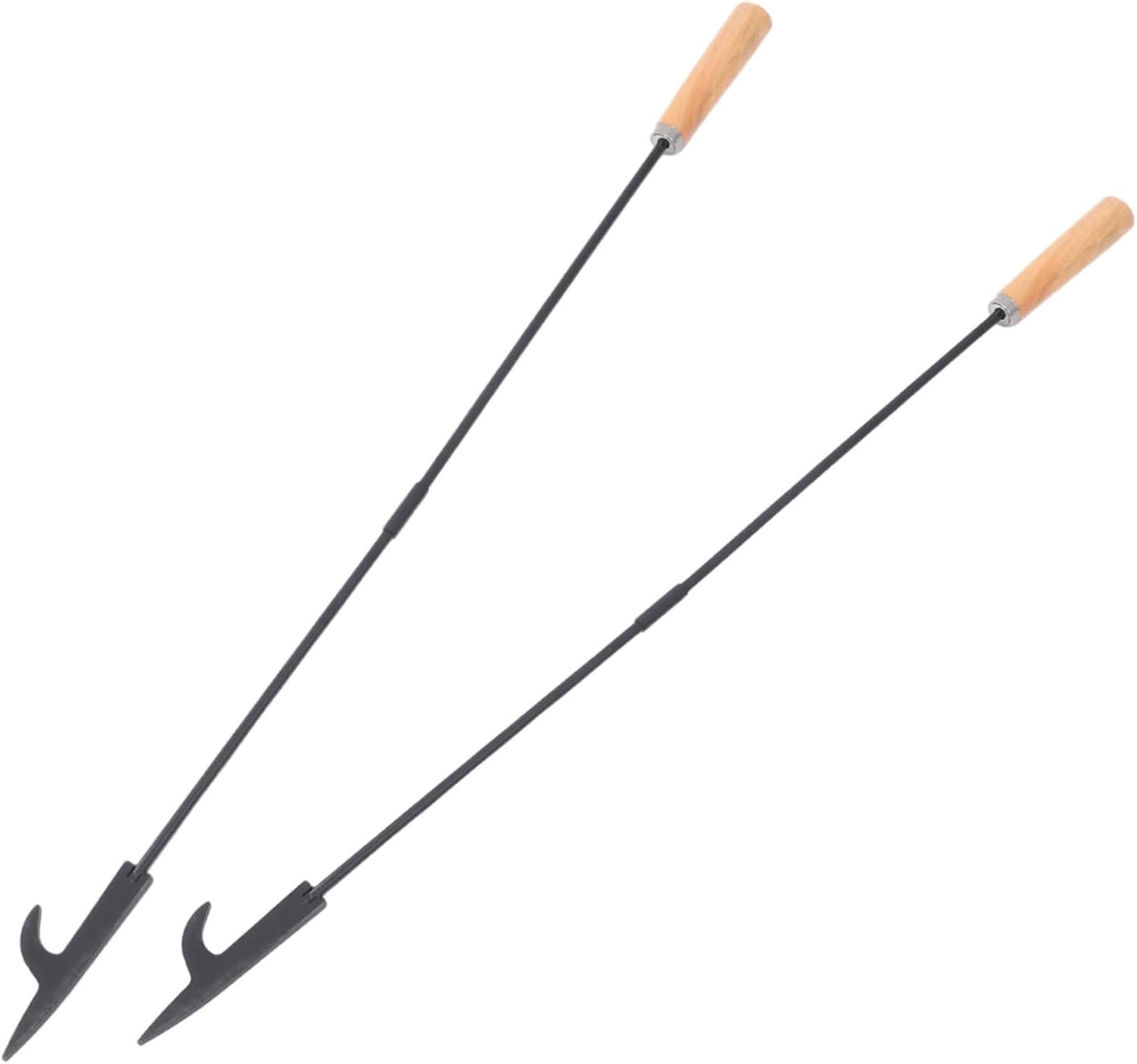 Yardwe 2pcs Wood Burning Poker with Iron Rod and Wooden Handle, Heavy Duty Fireplace and Fire Pit Poker Stick for Indoor Stove, Outdoor Bonfire, BBQ Campfire Use