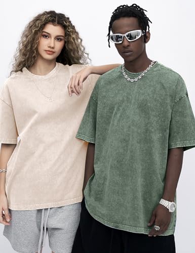 Eisctnd 4 Pack Men's Oversized T-Shirts Heavy Cotton Vintage Tee, Loose Fit Baggy Short Sleeve Casual Streetwear Unisex Tops4