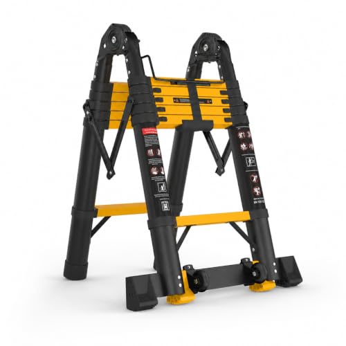SINMEIRUN Telescoping Ladder 12.5 Ft Yellow