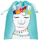 Juvale 12-Pack Drawstring Llama Party Favor Bags for Fiestas and Birthday Parties, 10 x 12 Inches