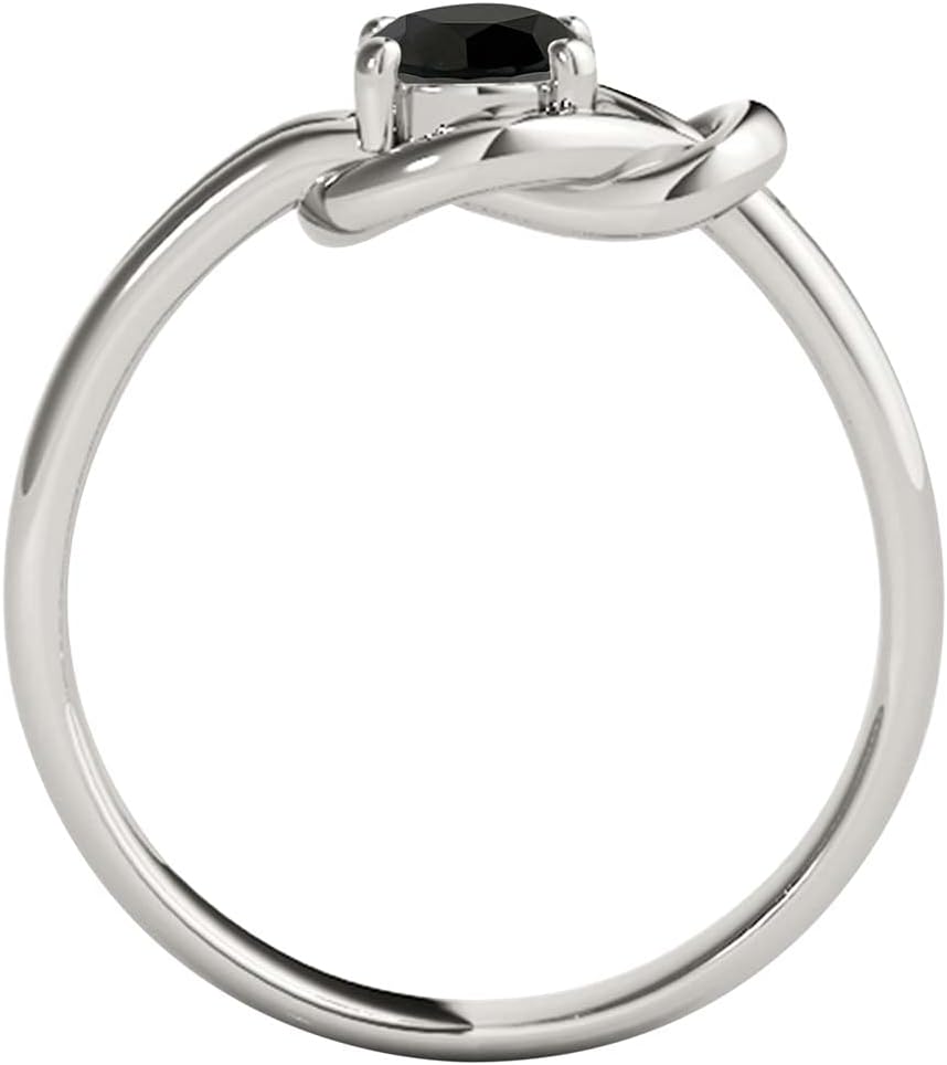 MauliJewels 1.00 Carat Natural Black Diamond Engagement Ring for Women | Round Black Diamond Solitaire | 14K White Gold, Rose Gold, Yellow Gold | Statement Bridal Ring