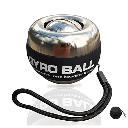 EXBEPE Bola de giro de metal poderoso, treinador e fortalecedor de antebraço de mão de partida automática para exercícios articulares e músculos com bolsa de bola