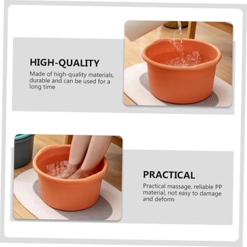 Banqueta para baño de pies portátil de plástico naranja miniatura 6