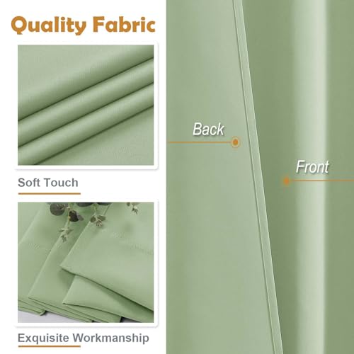 Image of Aiyufeng Light Green Blackout Curtains for Bedroom 63 Inch Length 2 Panels, Solid Thermal Insulated Energy Saving Rod Pocket Window Treatment Curtains Blackout Drapes, W40 x L63 Inch,Light Green