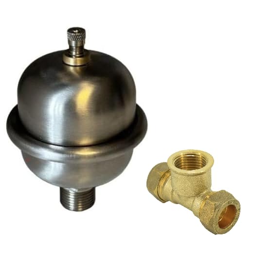 TC 15mm x 1/2" Shock Arrestor Mini Expansion Vessel Anti Water Hammer & 15mm Tee WRAS Approved