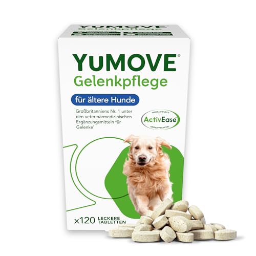 YuMOVE Grünlippmuschel Hund Gelenktabletten - 120 Tabletten - Gelenktabletten Hund - Für ältere Hunde ab 8 Jahren - Beweglichkeit und Gelenkfunktion Mit Omega-3, Glucosamin, Chondroitin und Vitamin E