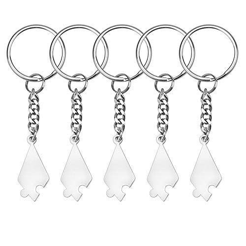 Meilleur ami amitié Porte-clés Ensemble de 5 Puzzle Assorti Gravure personnalisée Pentagramme Pendentif Ensemble Cadeaux pour Famille Soeurs Cadeau (Five-Pointed Star Silver Keychain) Cover