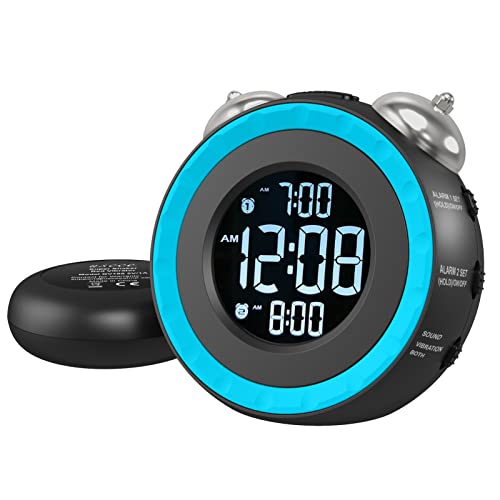 USCCE Loud Dual Alarm Clock with Bed Shaker Vibration Alert Feature
