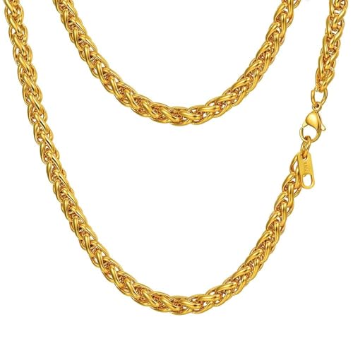 PROSTEEL 3mm/6mm Rope Chain Necklace for Men, Black/Gold Plated Mens Chain Necklace, Stainless Steel Necklace Chain for Men Women, 18"-30", Come with