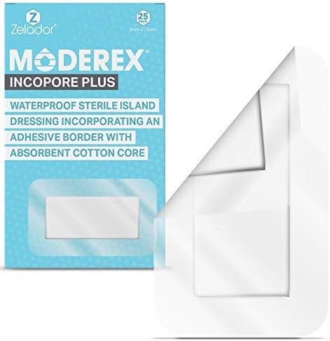 Sterile Self Adhesive Waterproof Island Dressing Latex Free with Transparent Border and 100% Cotton Absorbent pad x 25 (9cm x 15cm x 25)