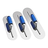 Exogio 3Pcs Glättekelle, Putzkellen-Set Aus Edelstahl (16/14 /12), Gipserspachtel mit Softgriff, Poolkellen, Beton Glättkelle Spachtel Set, Flache Kellenwerkzeuge für Betonbearbeitung